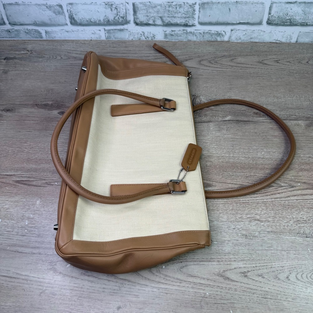 Vintage Coach Bonnies Legacy Linen Canvas Satchel Bag Camel 9435 - Picture 11 of 11